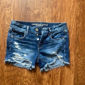 American Eagle Outfitters Blue Distressed Jean Shorts